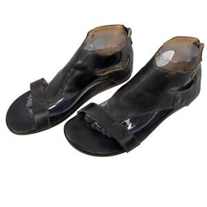 Bed Stu SOTO Sandals Women Size 9 Black Rustic Leather Cut Out Gladiator Flat